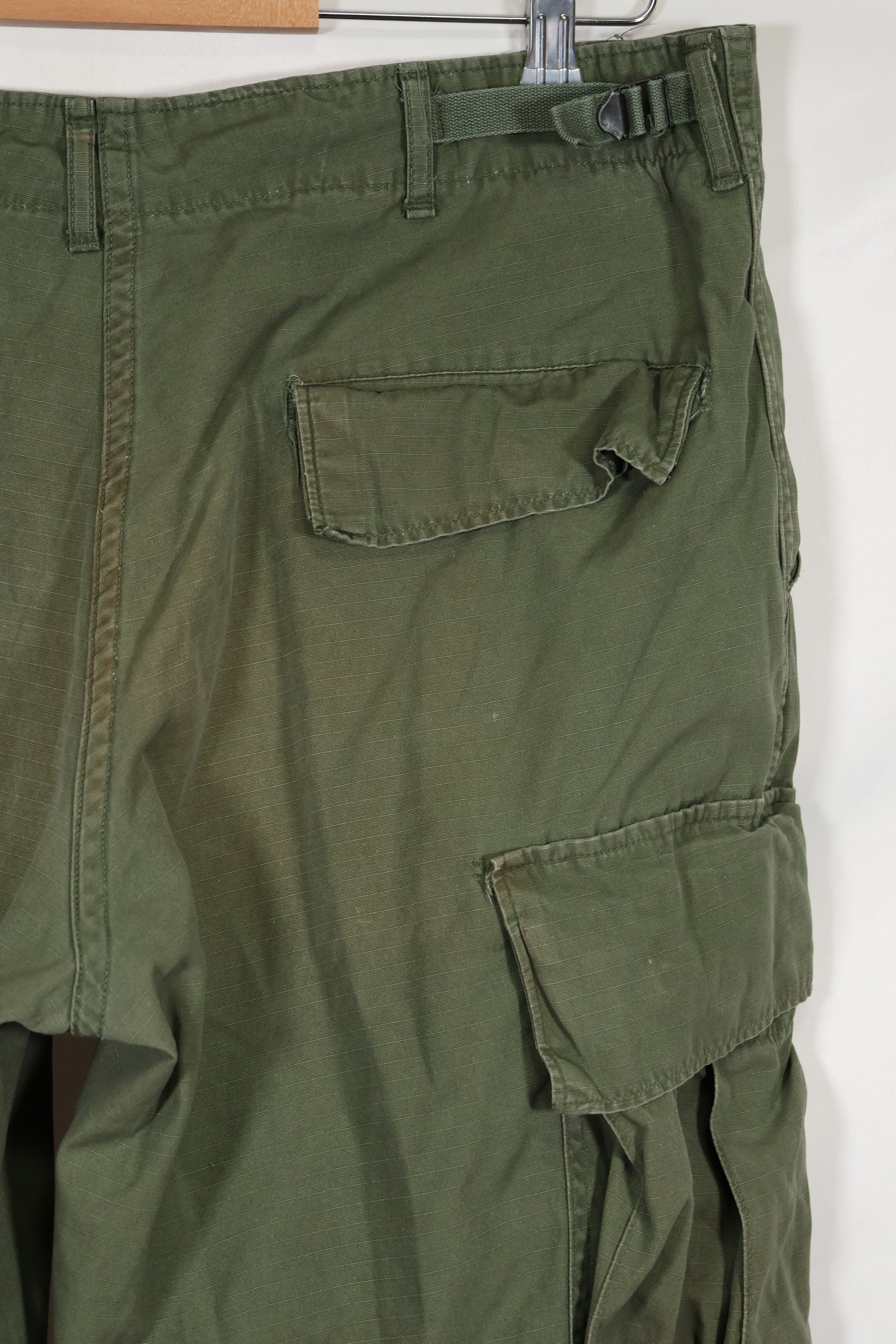 1969 4th Model Jungle Fatigue Pants, M-S, used, strong signs of use.