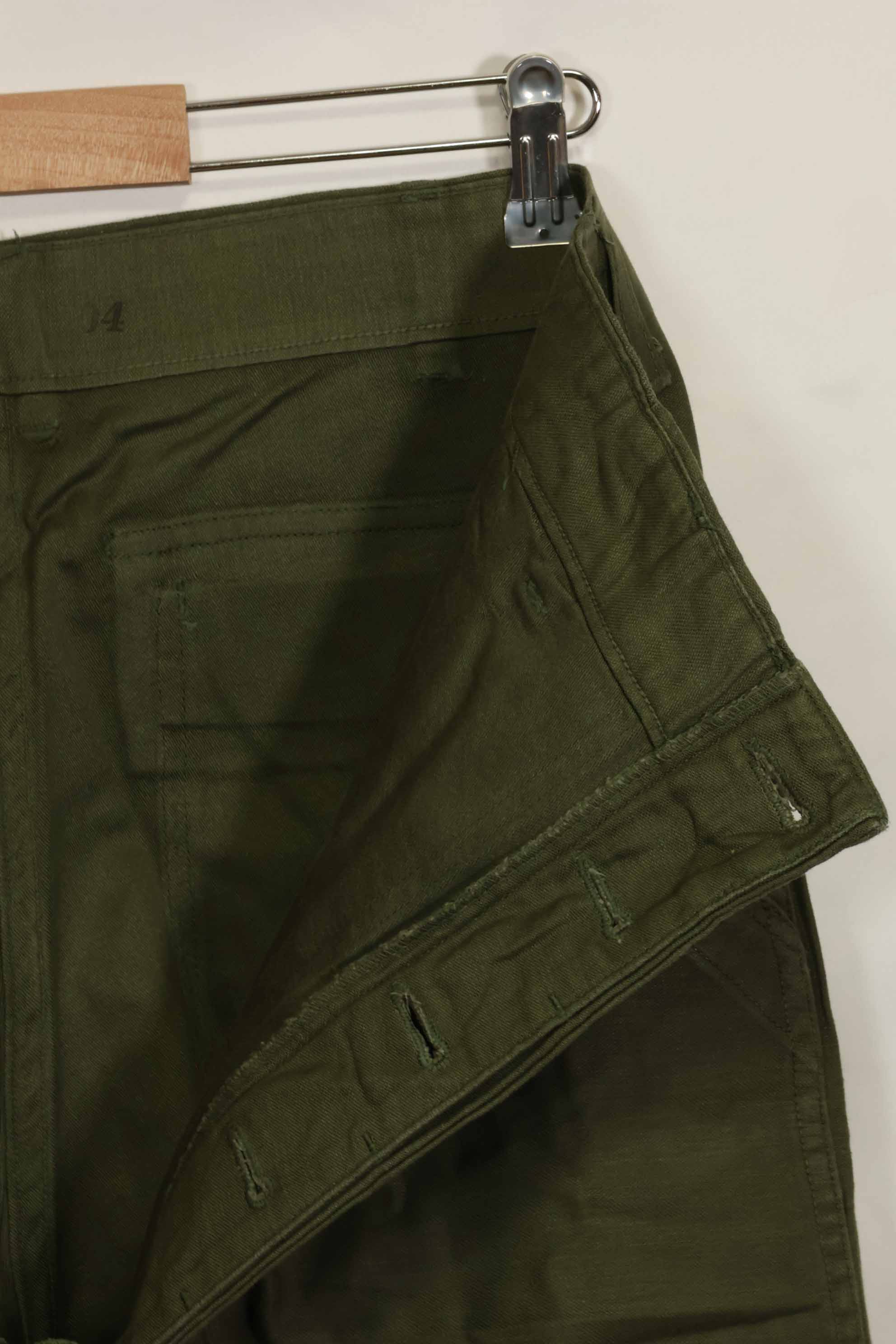1960s lot OG-107 baker pants, cargo pocket modification, ex-special forces personnel, used, E