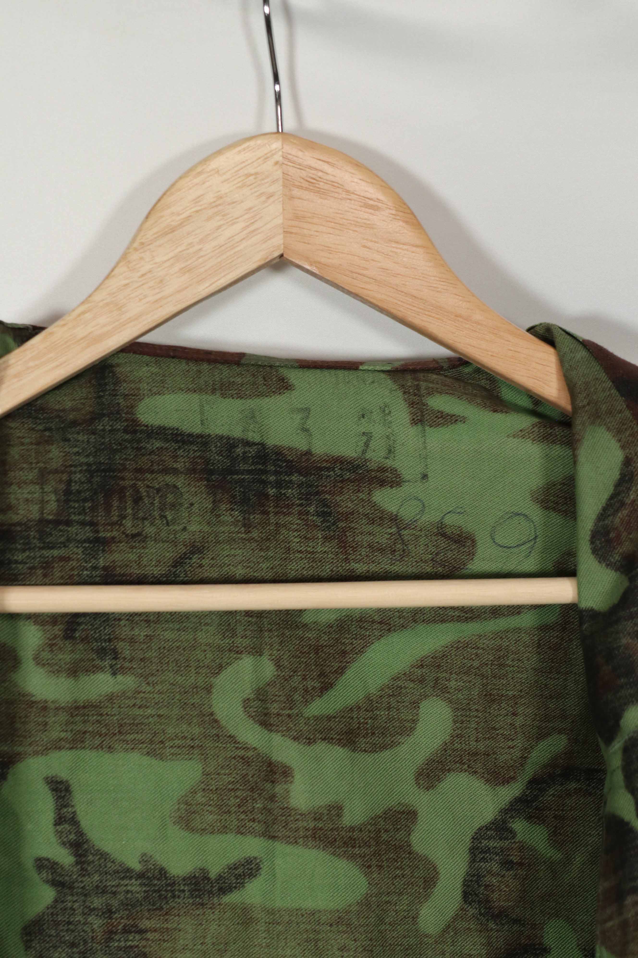 Real Unused South Vietnamese Ranger leaf camouflage jacket with short sleeves.