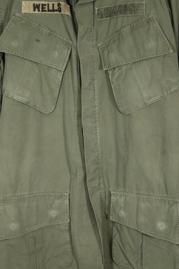 Real 2nd Model Jungle Fatigue Jacket, MACV affiliation, first patch attached, used.