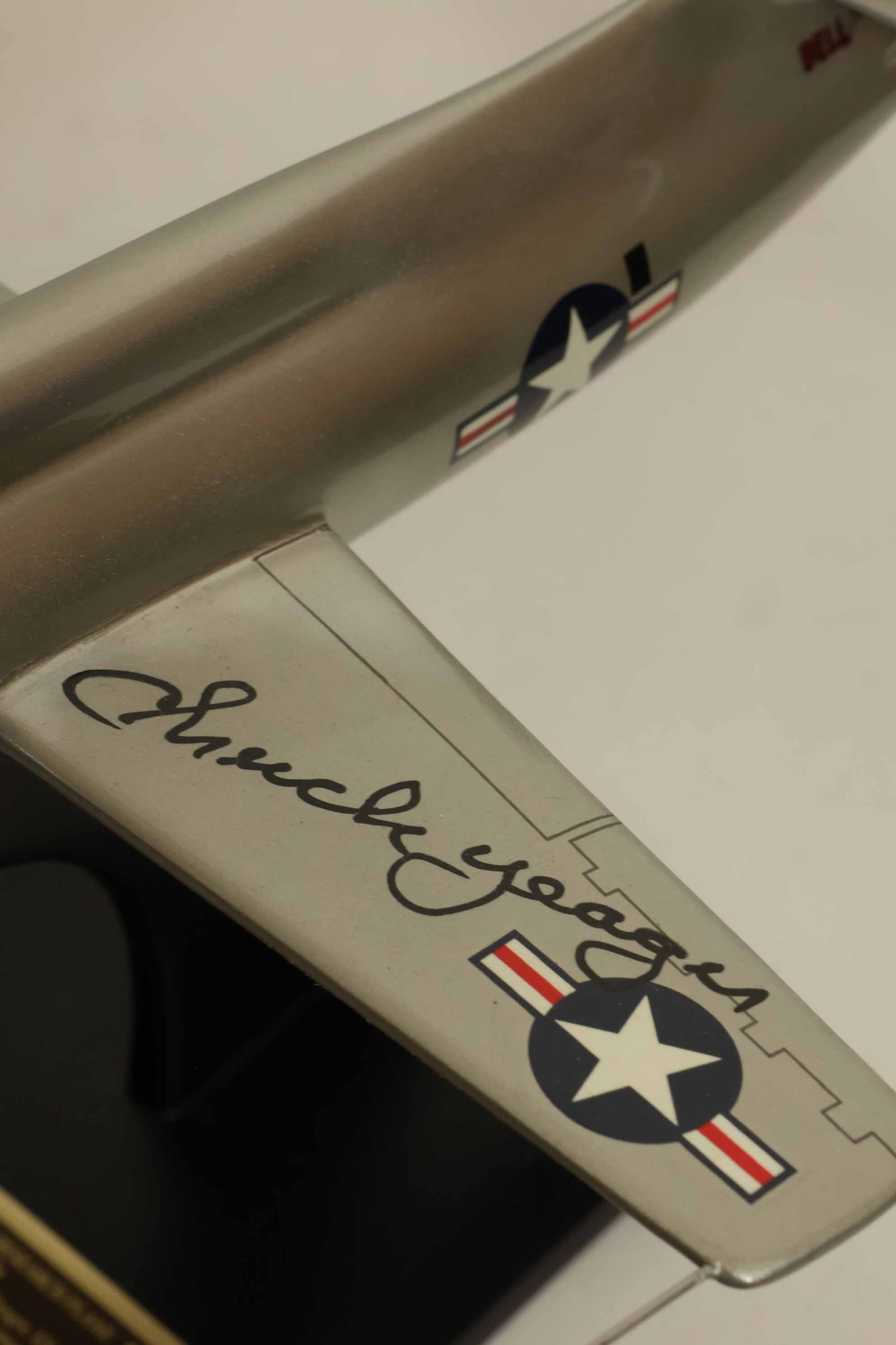 Autographed by Air Force Brigadier General Chuck Yeager, X-1-A model, used.