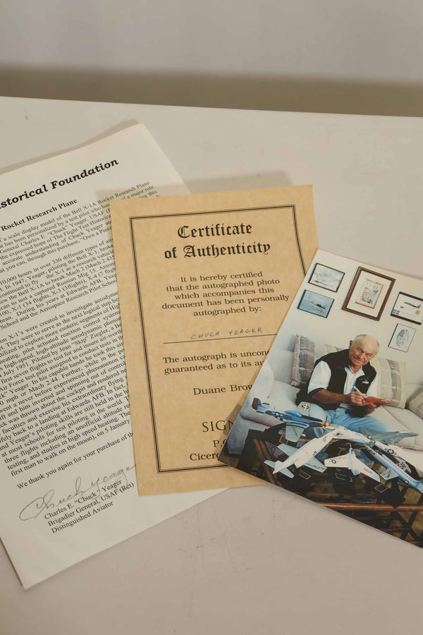 Autographed by Air Force Brigadier General Chuck Yeager, X-1-A model, used.