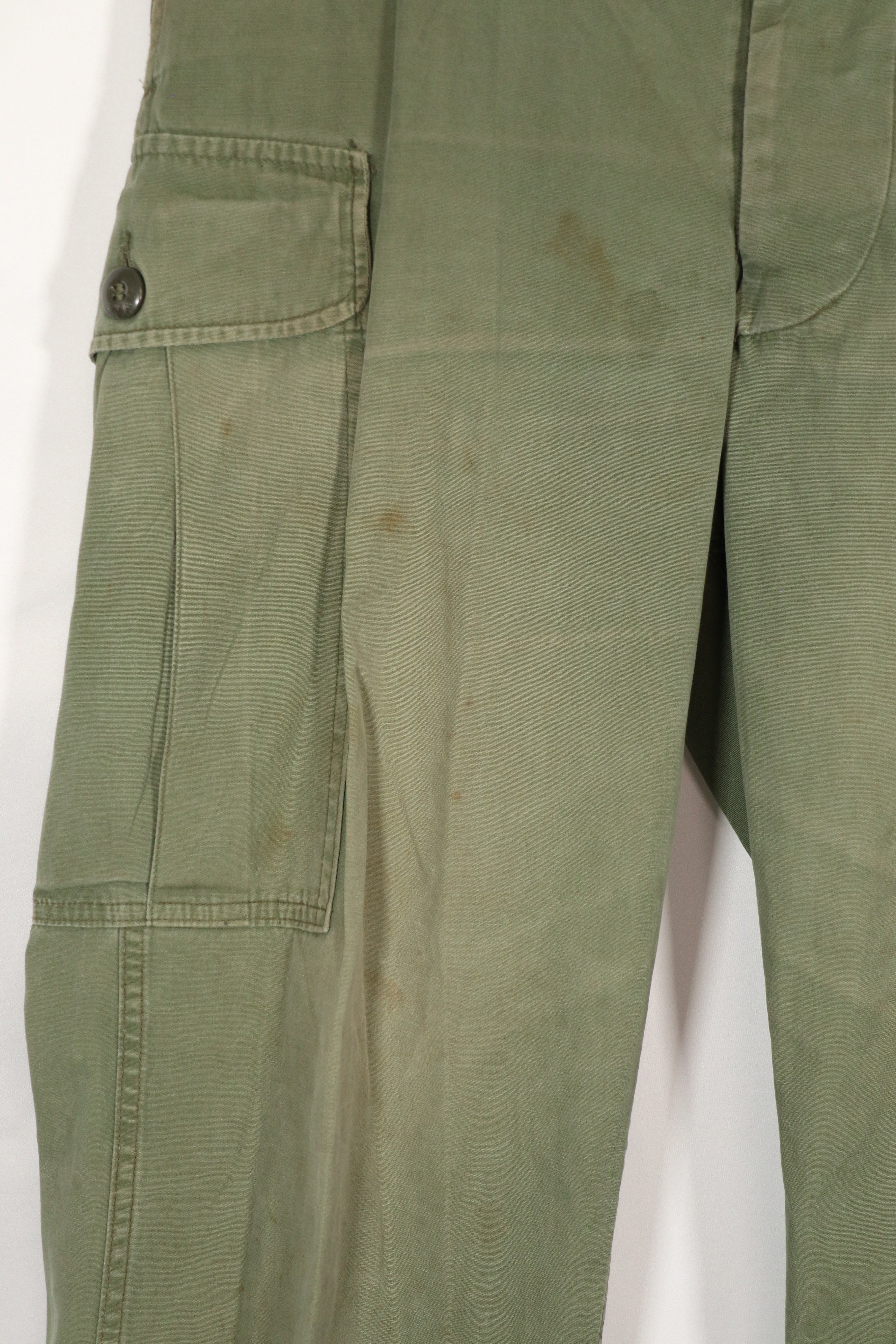 Real 1963 1st Model Jungle Fatigue Pants with leg ties, used.