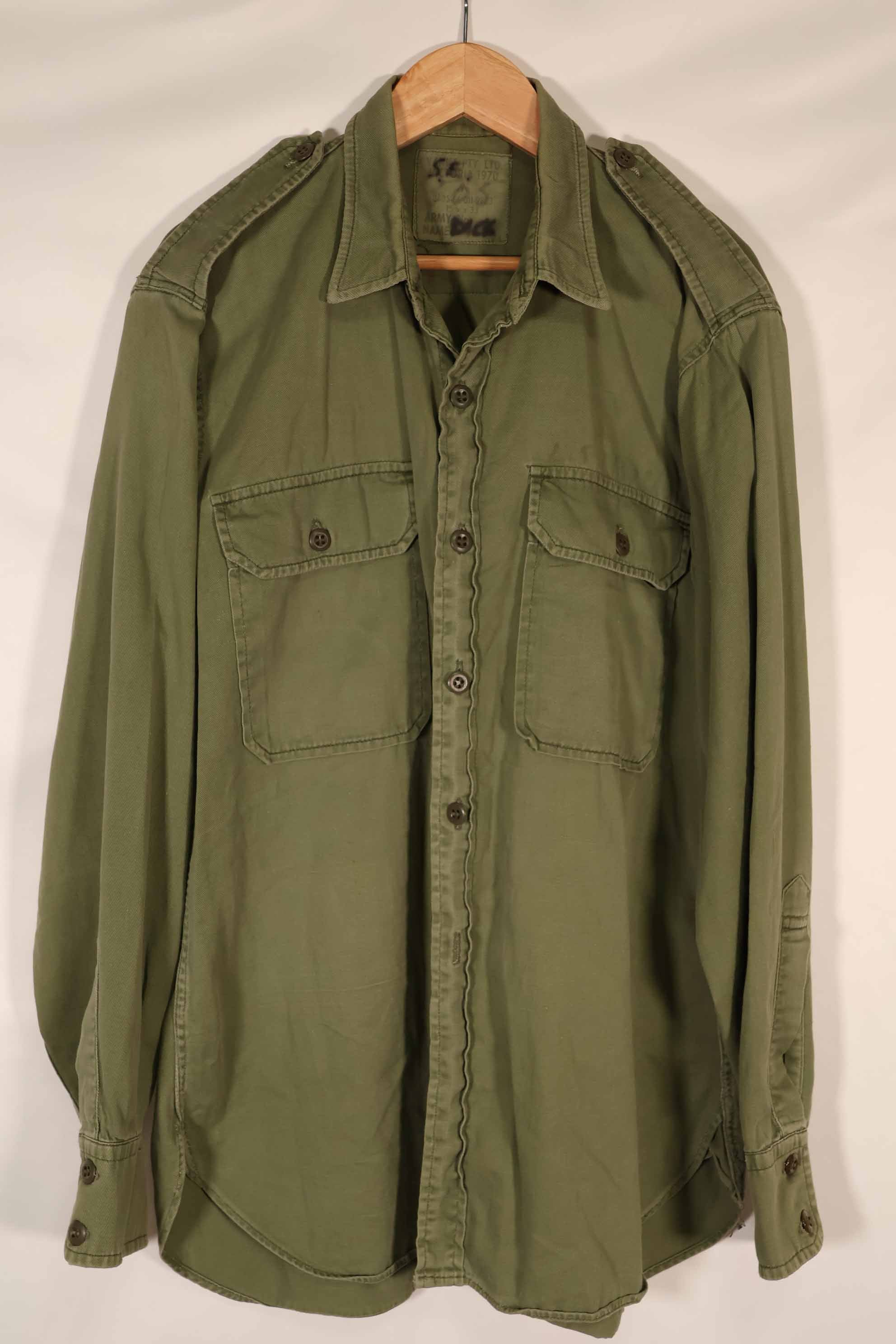 Real 1970 Australian Army OD shirt 15 1/2 x33 used