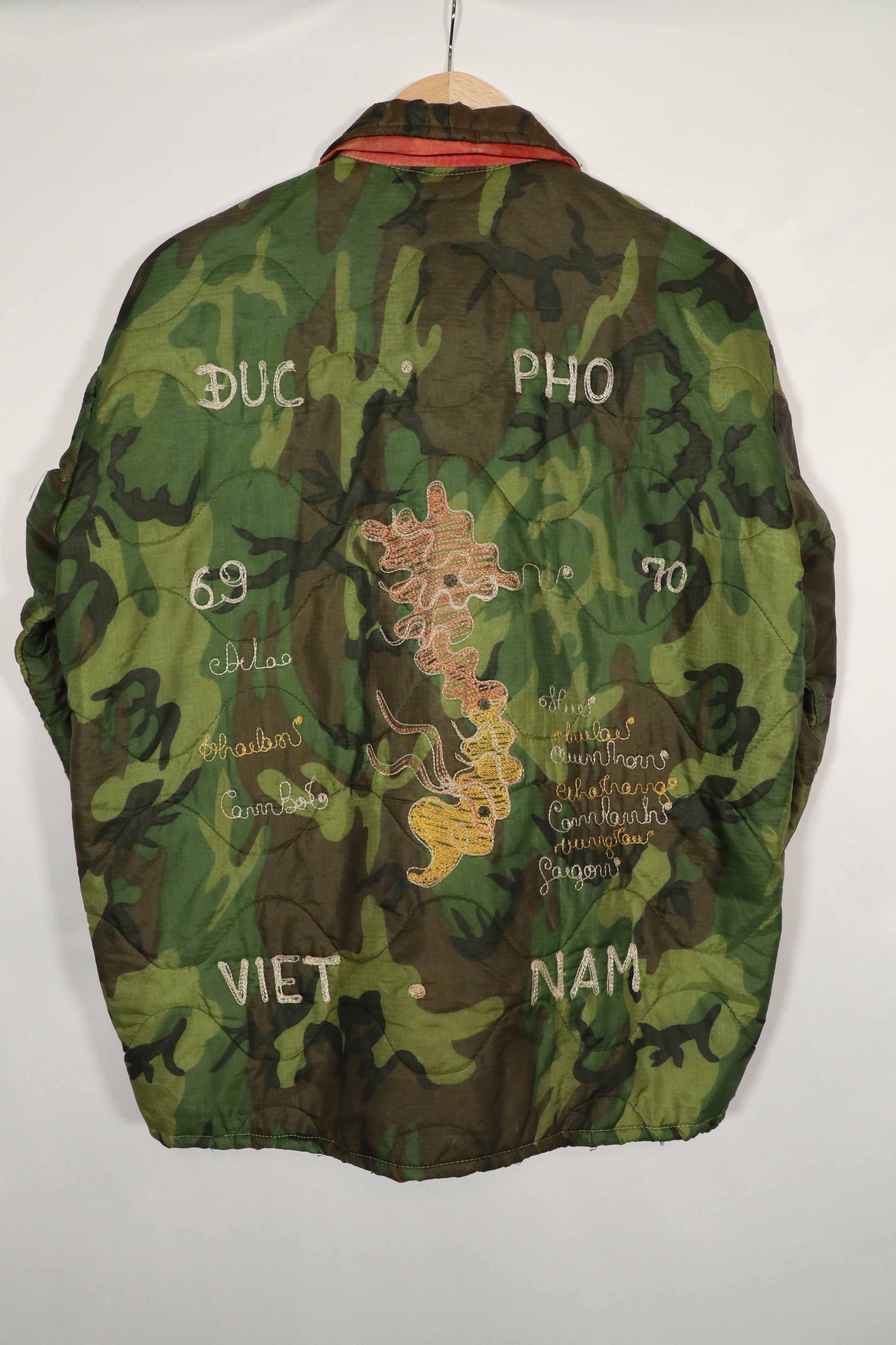 Real US Army Poncho Liner Tour Jacket DUC PHO 1969-1970