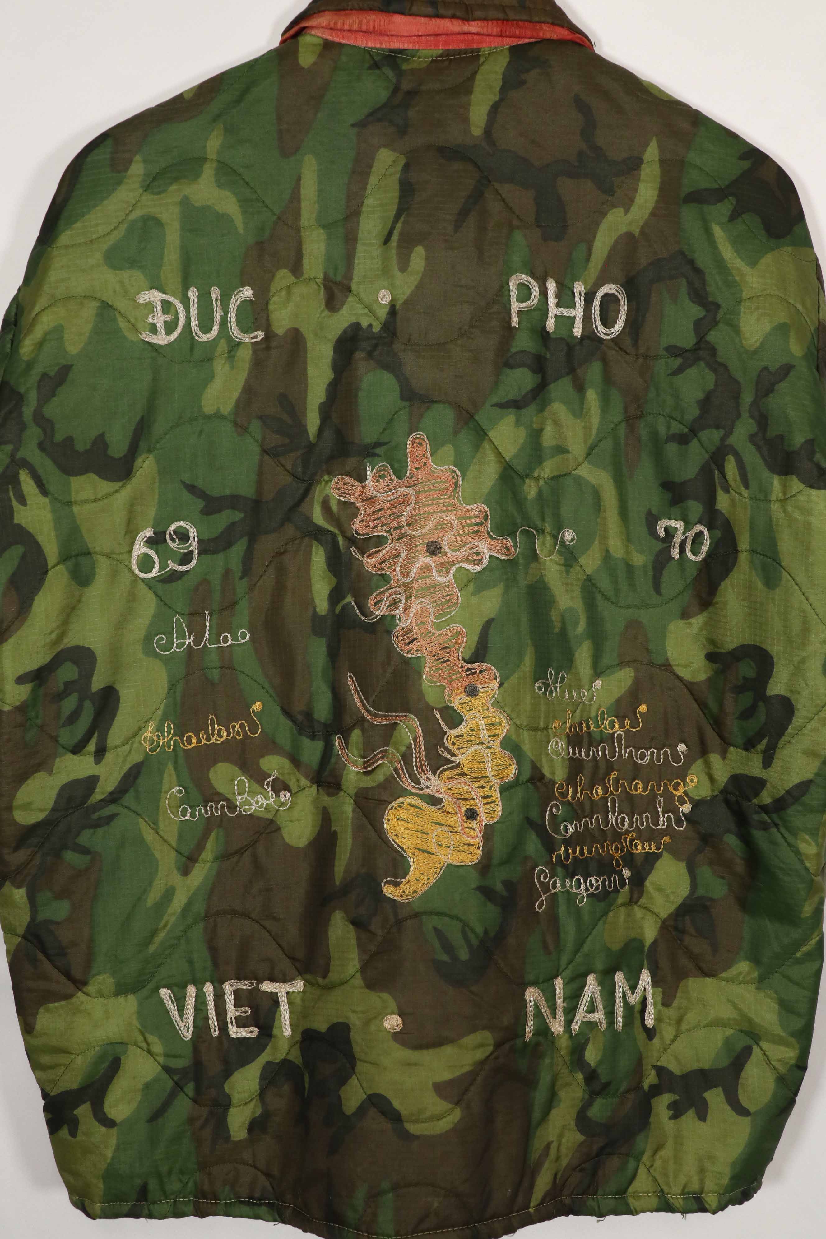 Real US Army Poncho Liner Tour Jacket DUC PHO 1969-1970