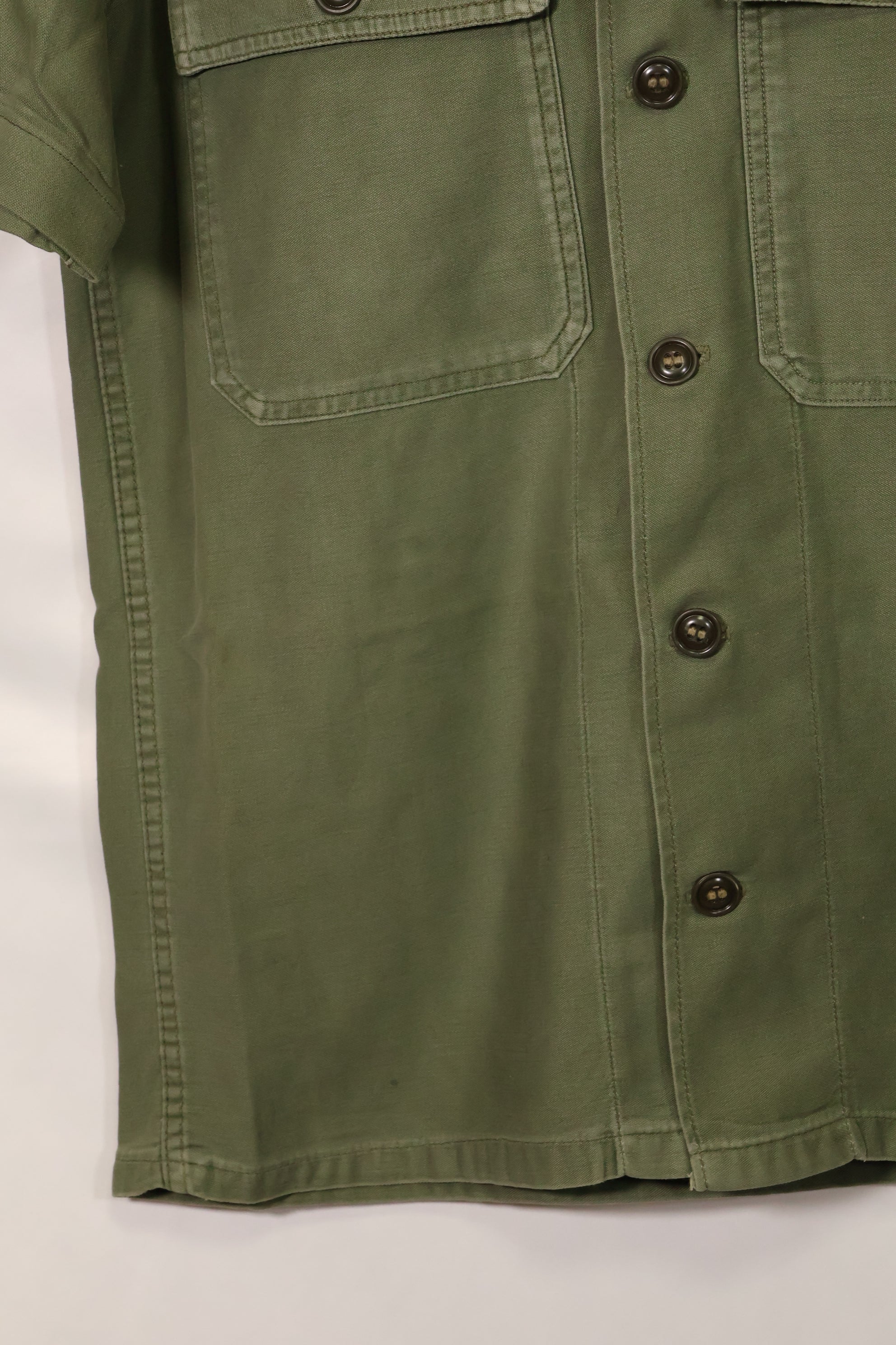 1960's Ex-Green Beret Soldier Release OG-107 Utility Shirt with First Attachment Patch, Used, C
