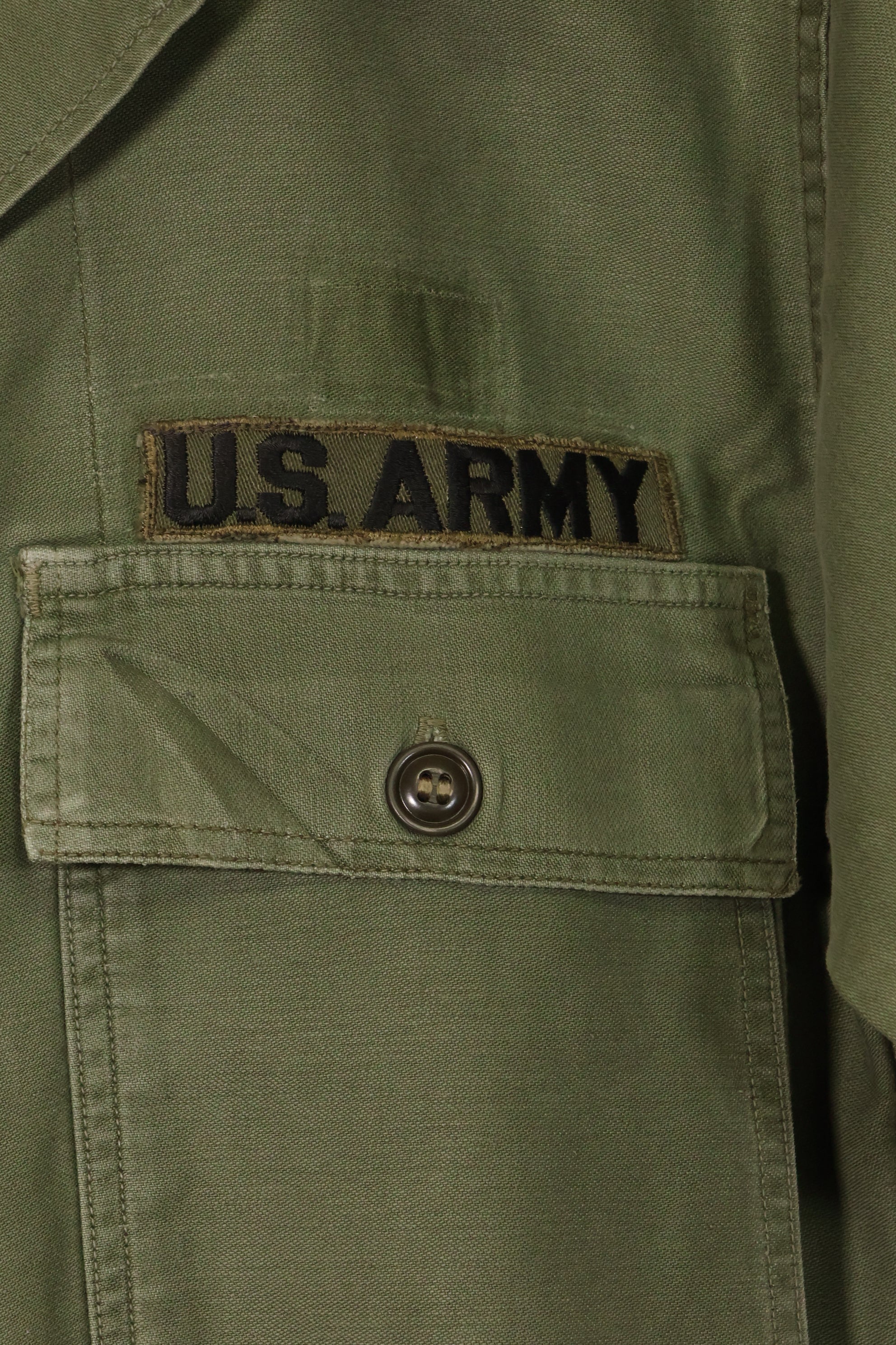 1960's Ex-Green Beret Soldier Release OG-107 Utility Shirt with First Attachment Patch, Used, C