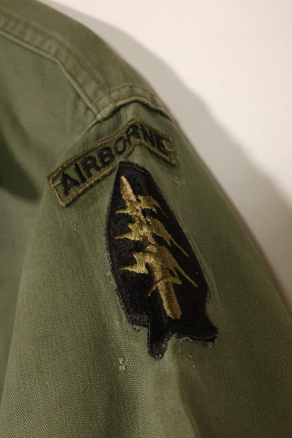 1960's Ex-Green Beret Soldier Release OG-107 Utility Shirt with First Attachment Patch, Used, C