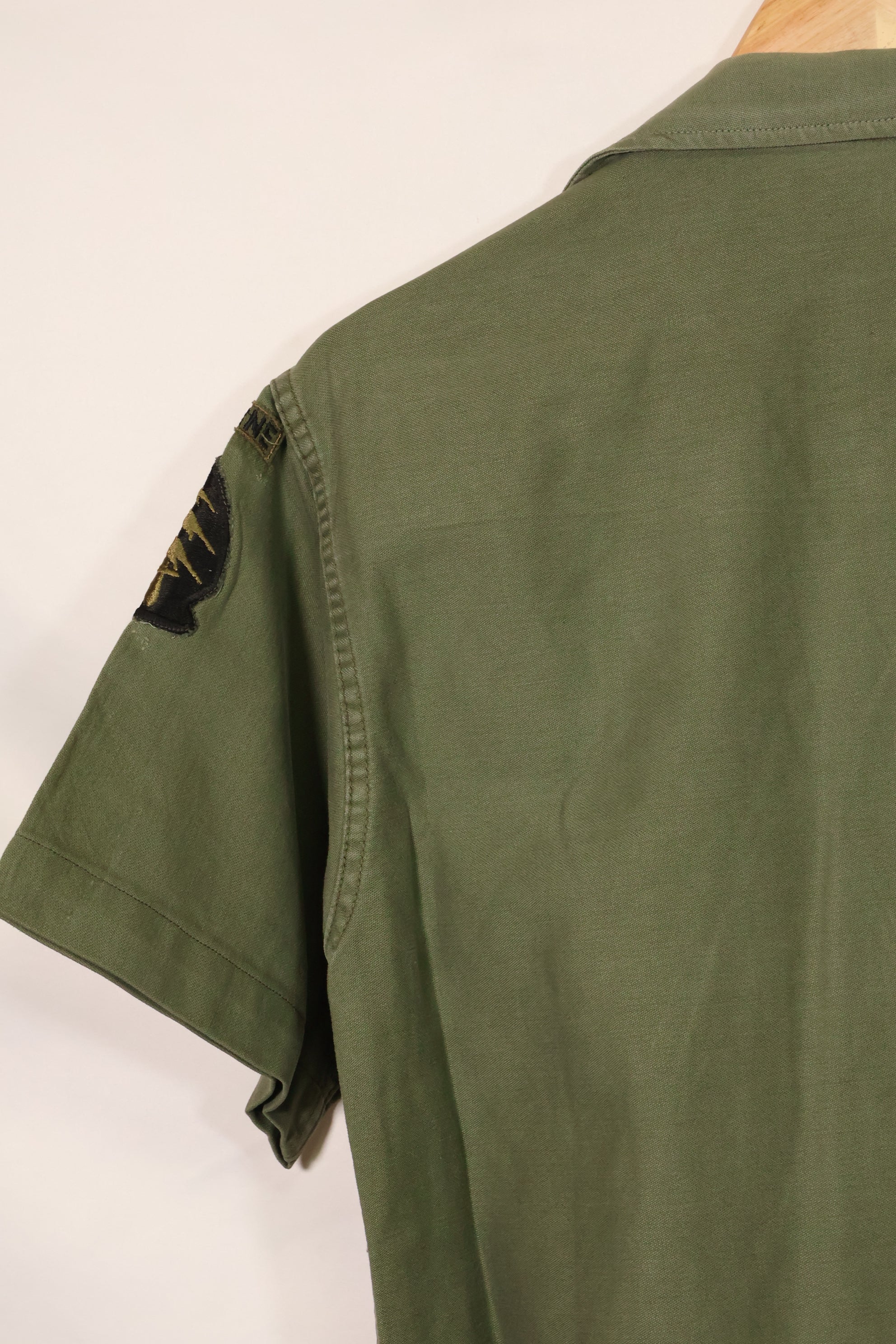 1960's Ex-Green Beret Soldier Release OG-107 Utility Shirt with First Attachment Patch, Used, C