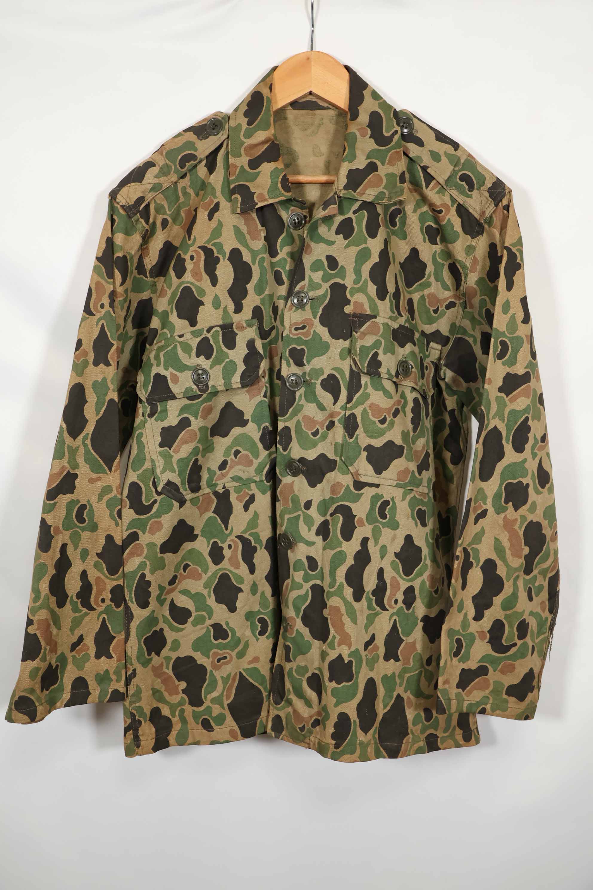 1980's Korean Army Frogskin Camouflage HBT Shirt Used D