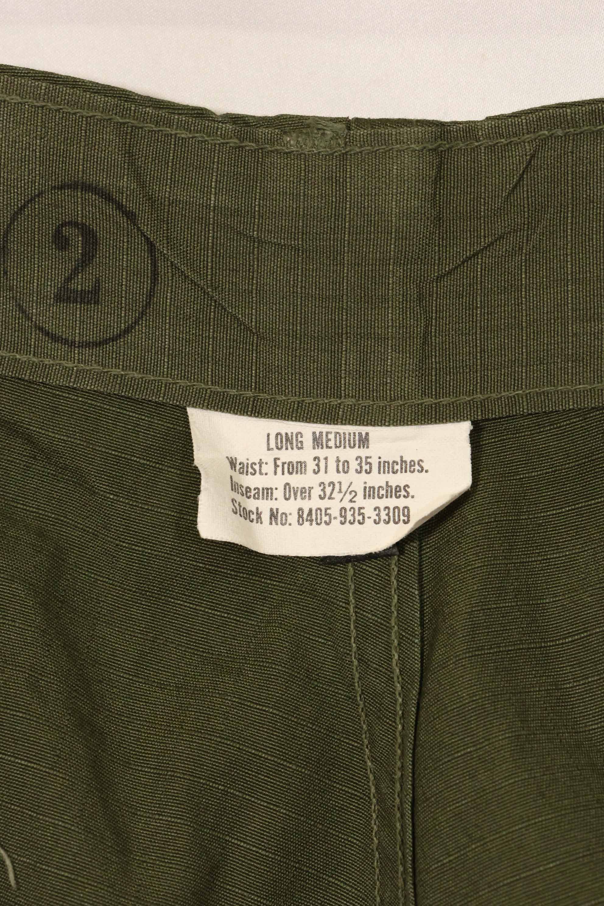 1969 Contract 4th Model Ripstop Jungle Fatigue Pants M-L Used