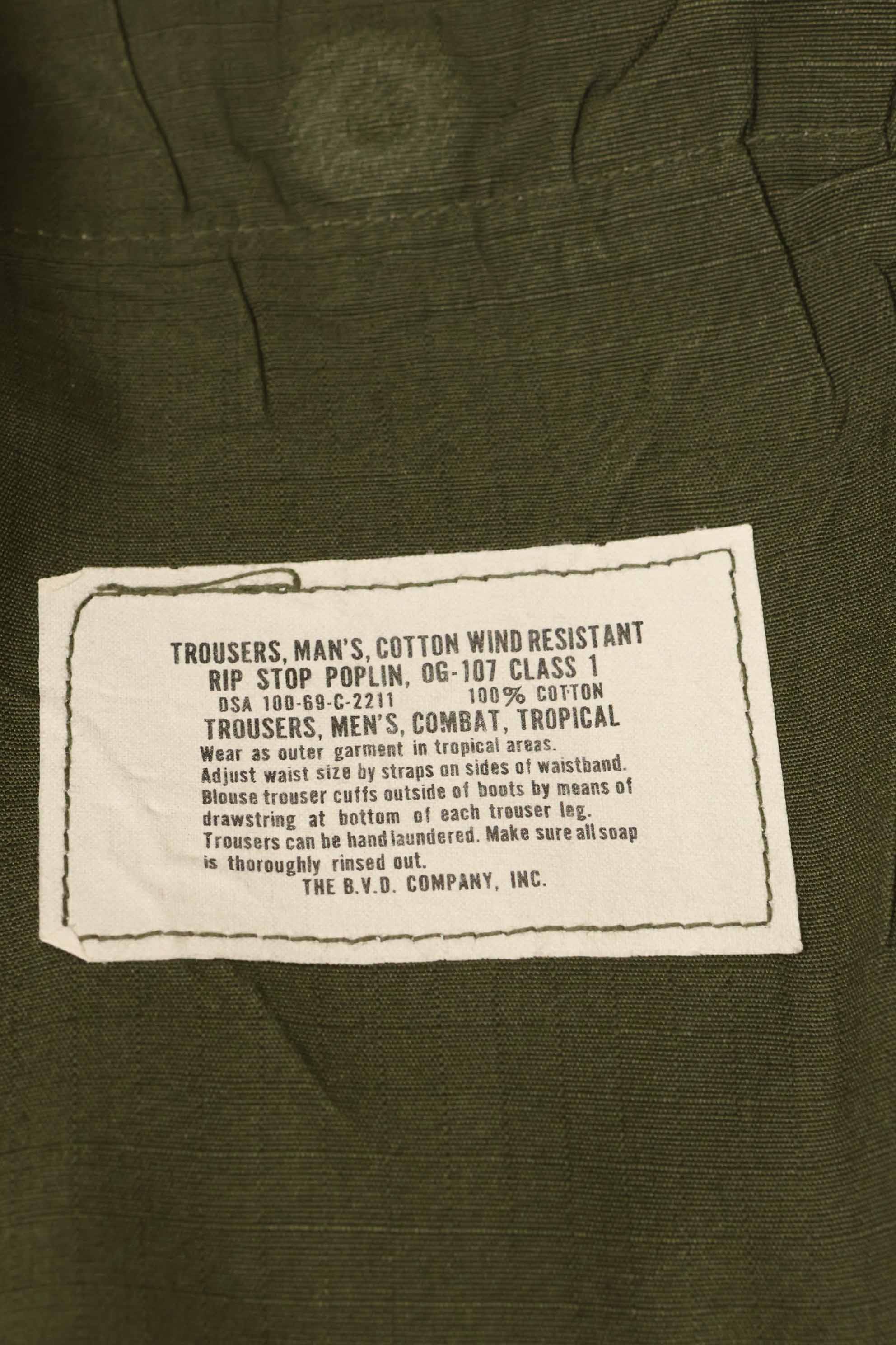1969 Contract 4th Model Ripstop Jungle Fatigue Pants M-L Used