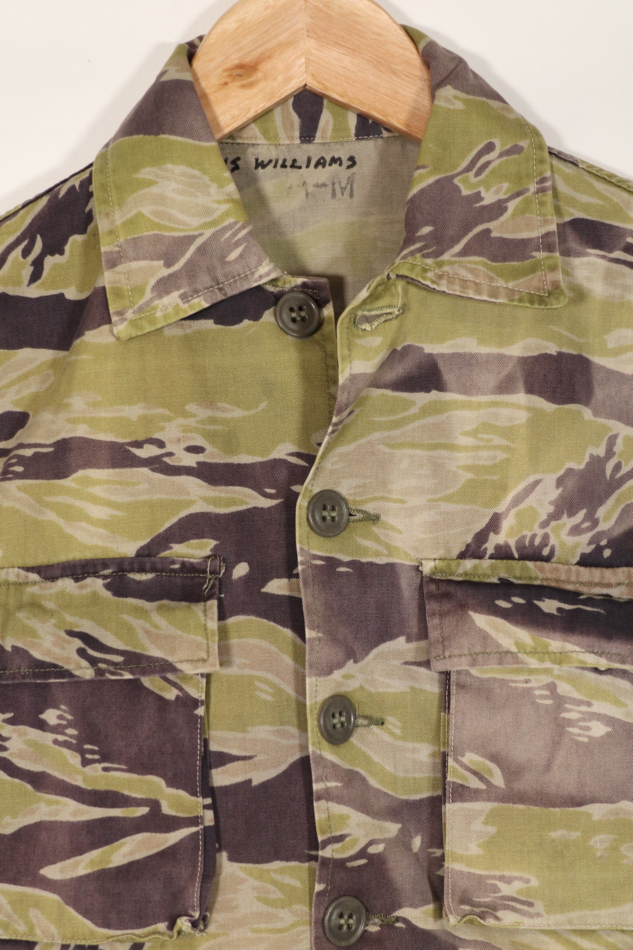 Real heavyweight fabric late war pattern tiger stripe shirt, used.