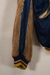 Real early 1950's Japan Jacket, rare embroidery, with piping, used, zipper damaged.