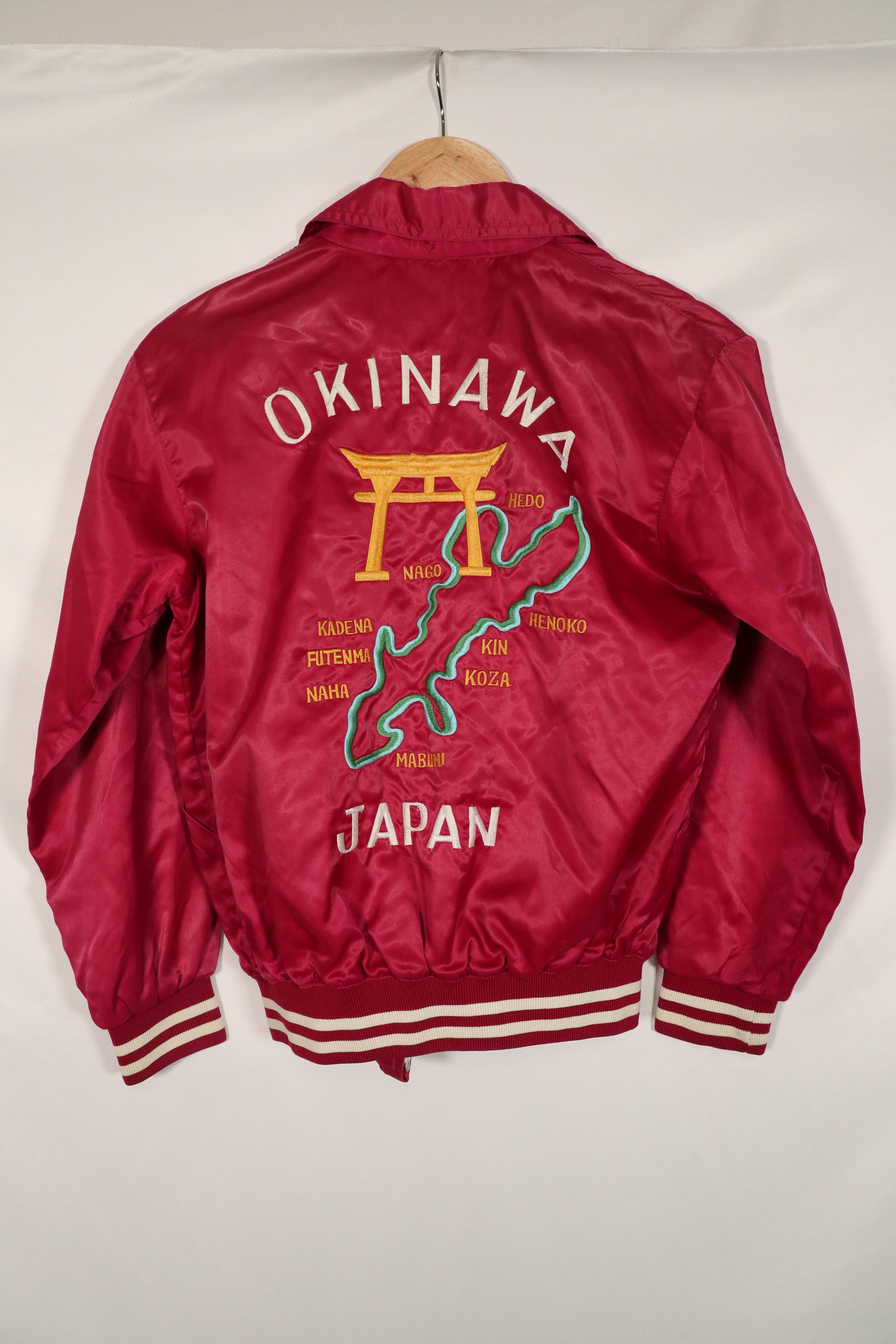 1980's Okinawa Souvenir Jacket, hand embroidered, zipper damaged.