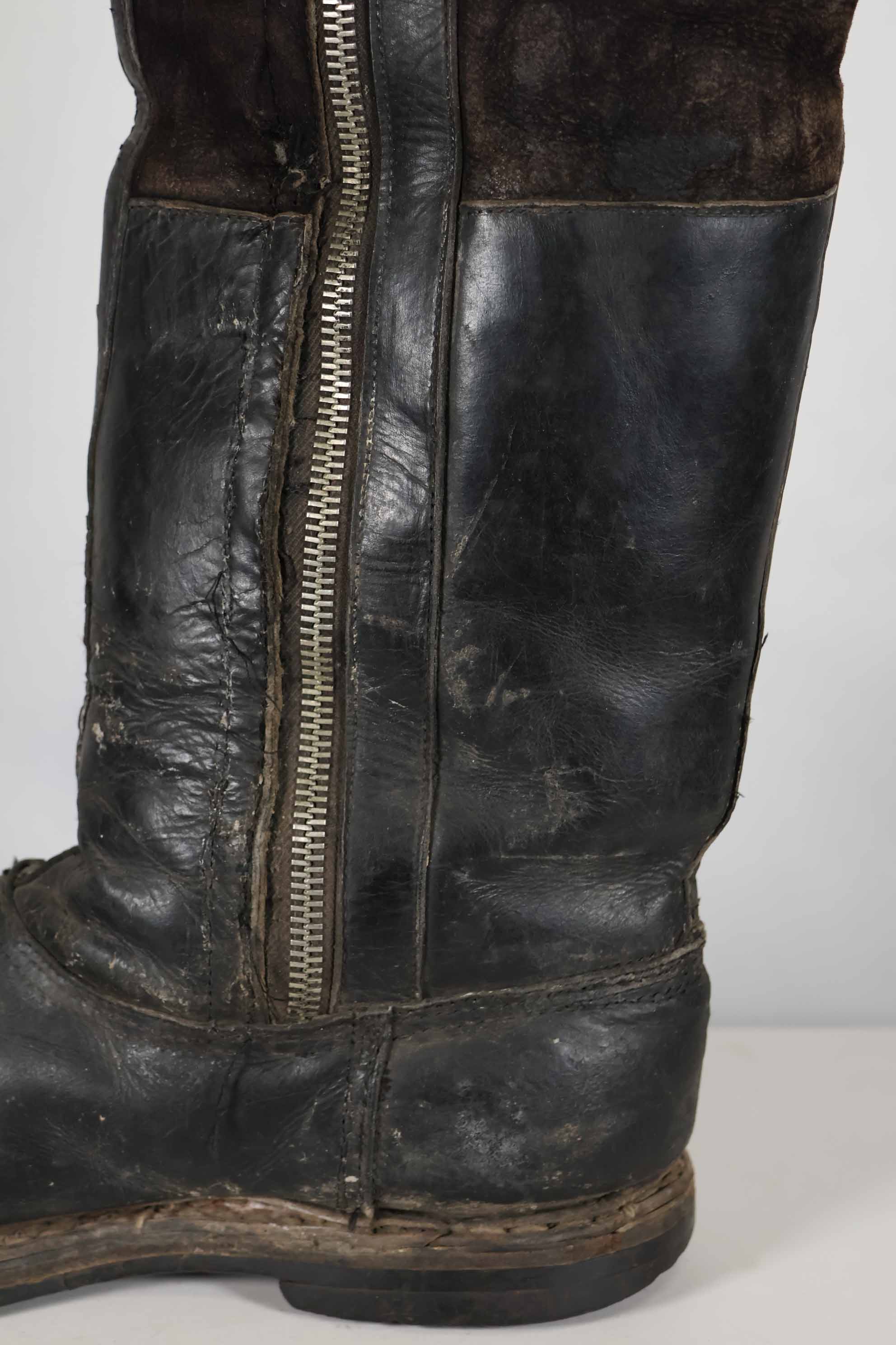 1940s German Air Force Luftwaffe black pilot boots, used.