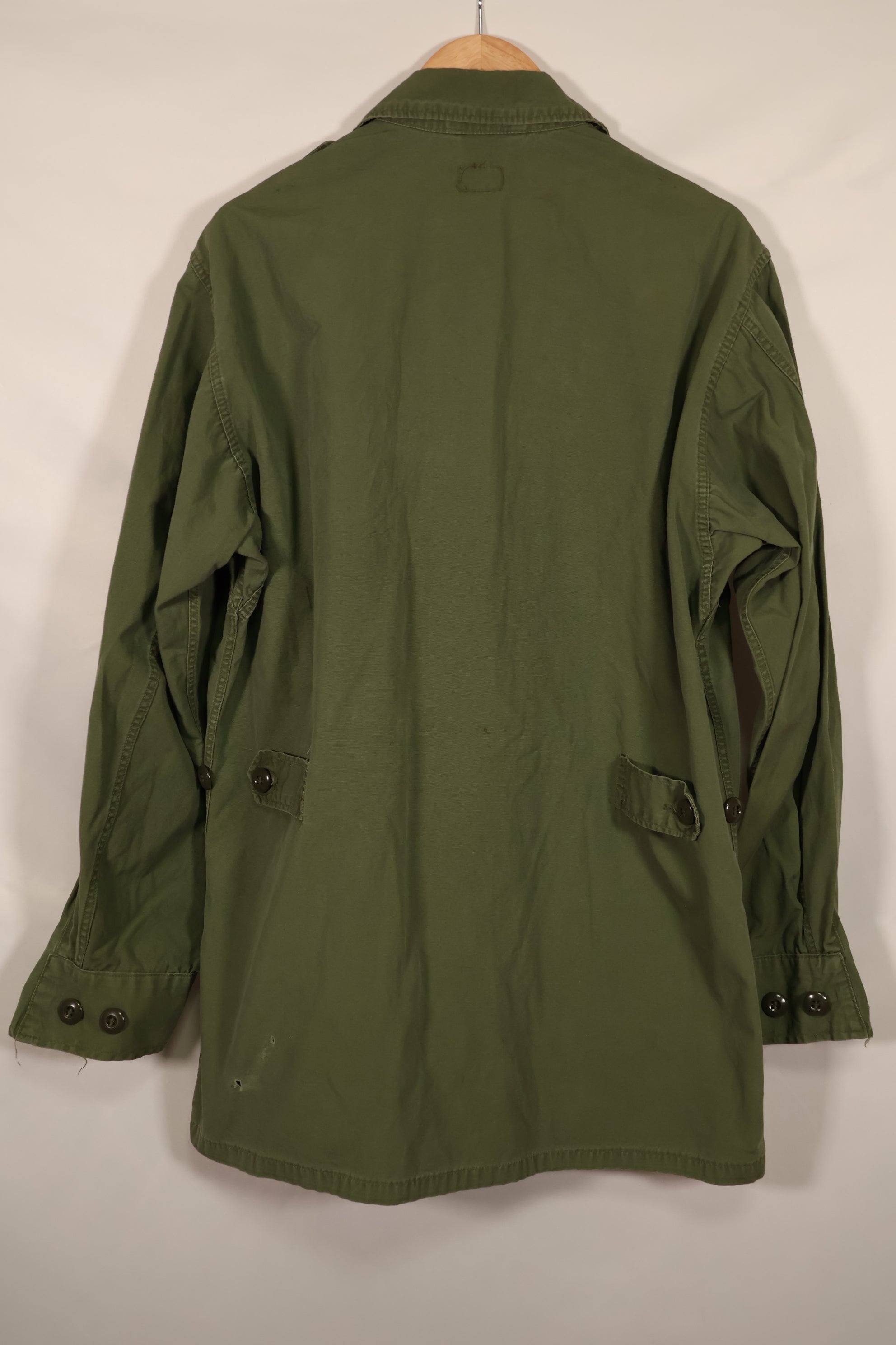 Real 1963-64 1st Model Jungle Fatigue Jacket, stains, holes.