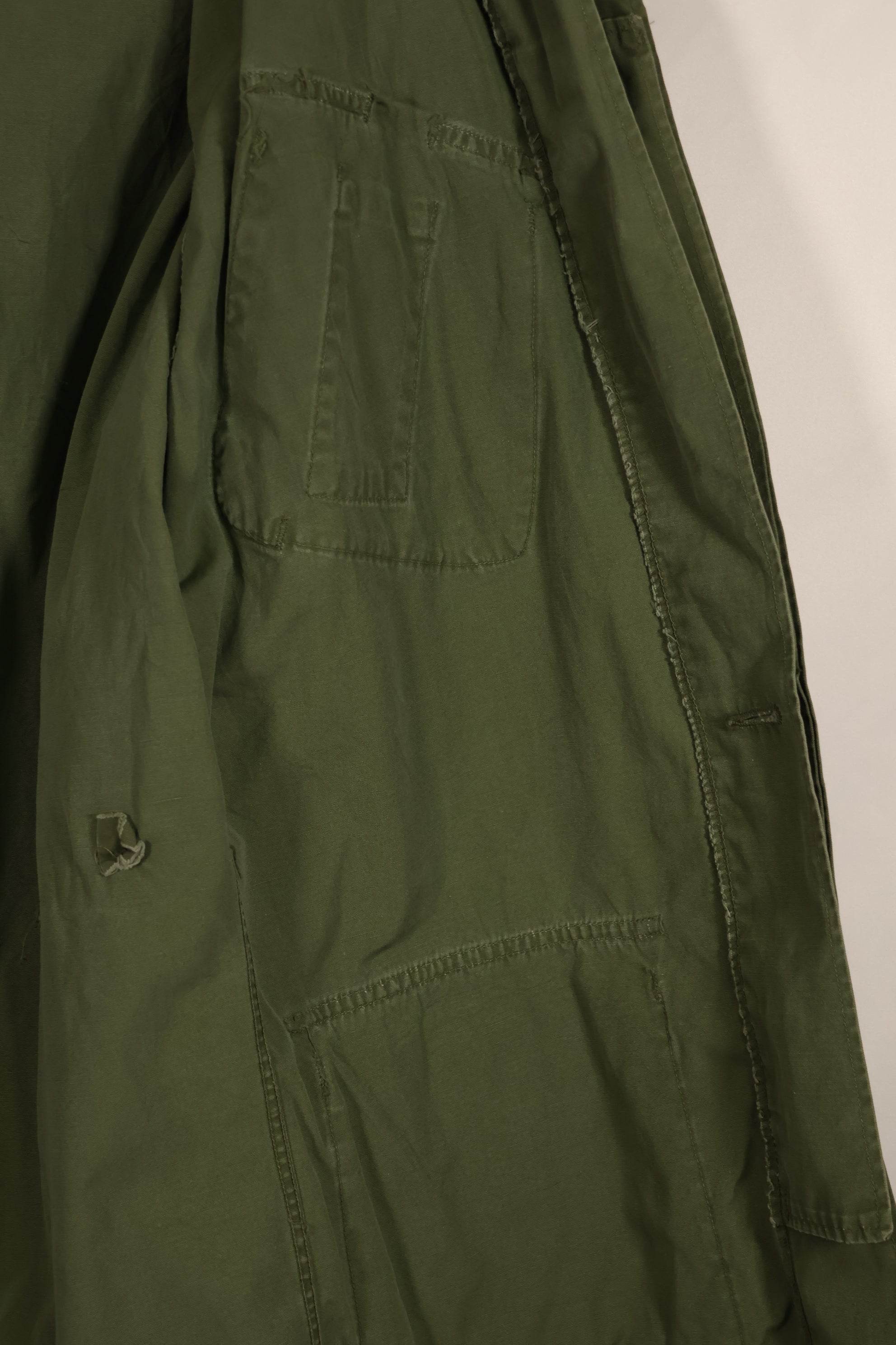 Real 1963-64 1st Model Jungle Fatigue Jacket, stains, holes.