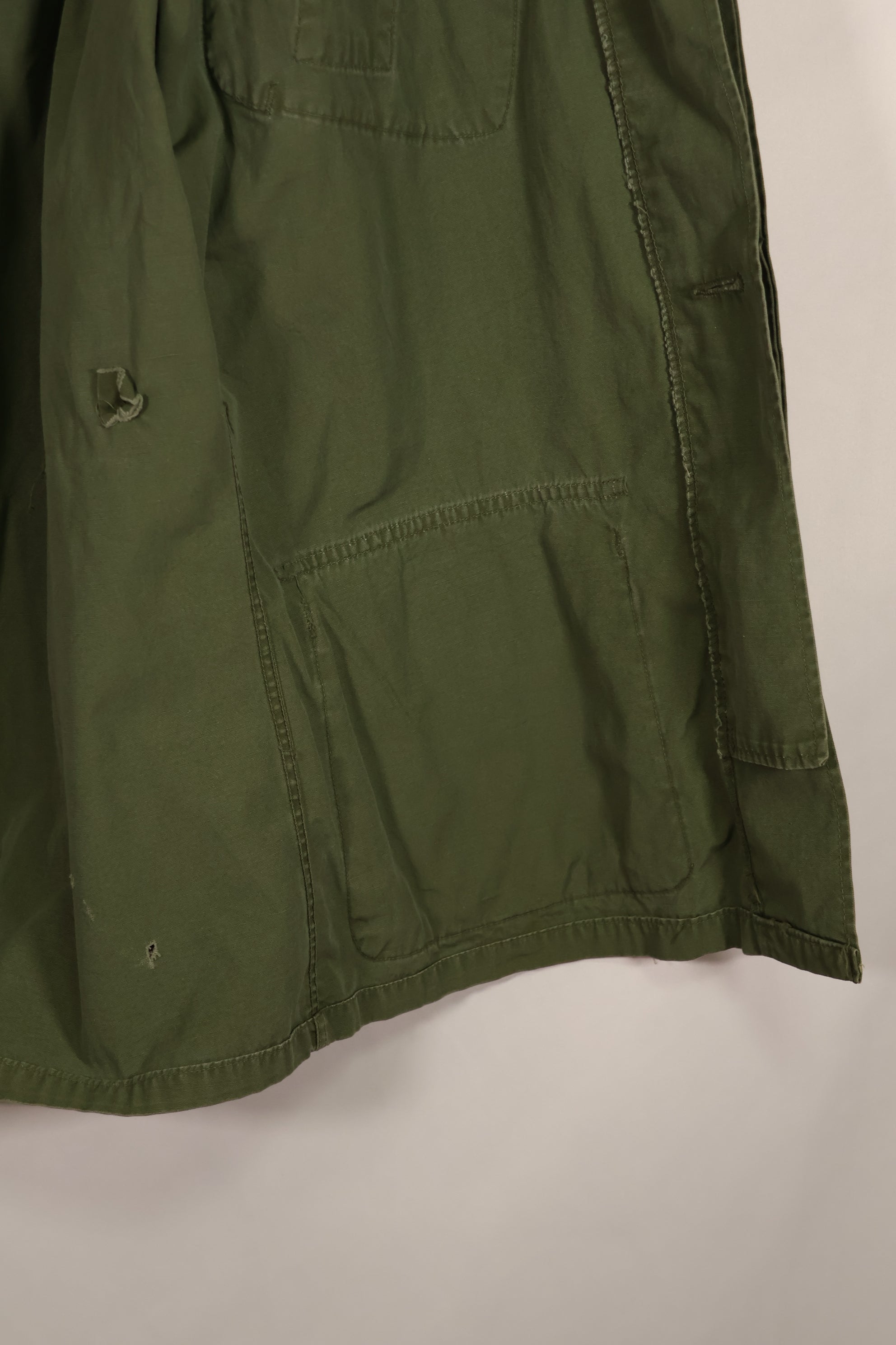 Real 1963-64 1st Model Jungle Fatigue Jacket, stains, holes.