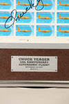 Framed photo and stamp autographed by Air Force Brigadier General Chuck Yeager, commemorating the 50th anniversary of breaking the sound barrier.