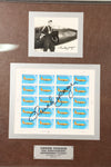 Framed photo and stamp autographed by Air Force Brigadier General Chuck Yeager, commemorating the 50th anniversary of breaking the sound barrier.