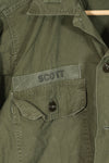 Real U.S. Army OG-107 PX utility shirt made by Poplin, used, patch retrofitted.