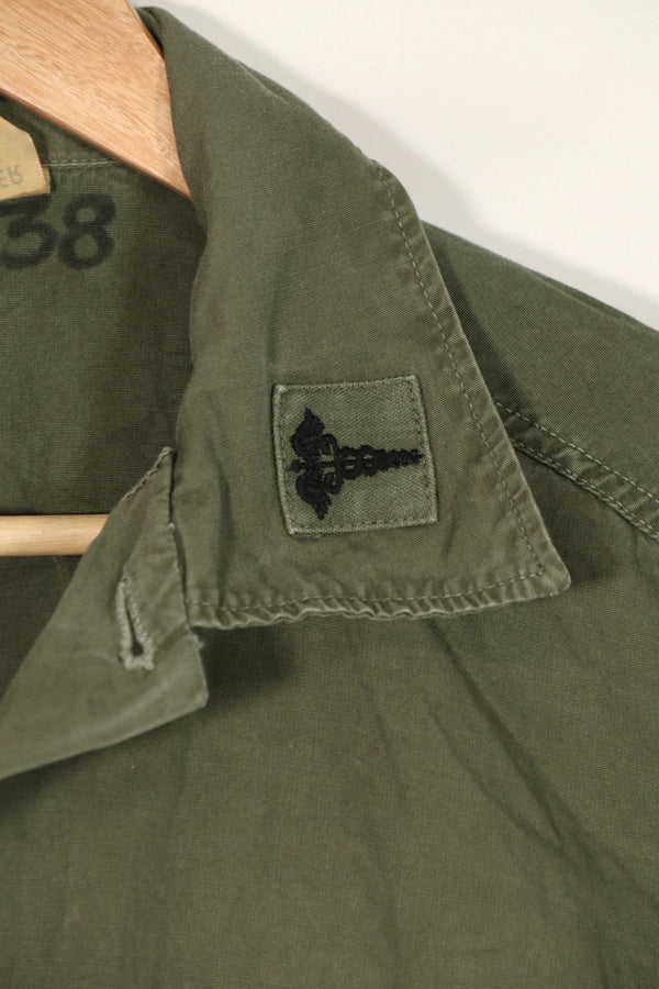 Real U.S. Army OG-107 PX utility shirt made by Poplin, used, patch retrofitted.