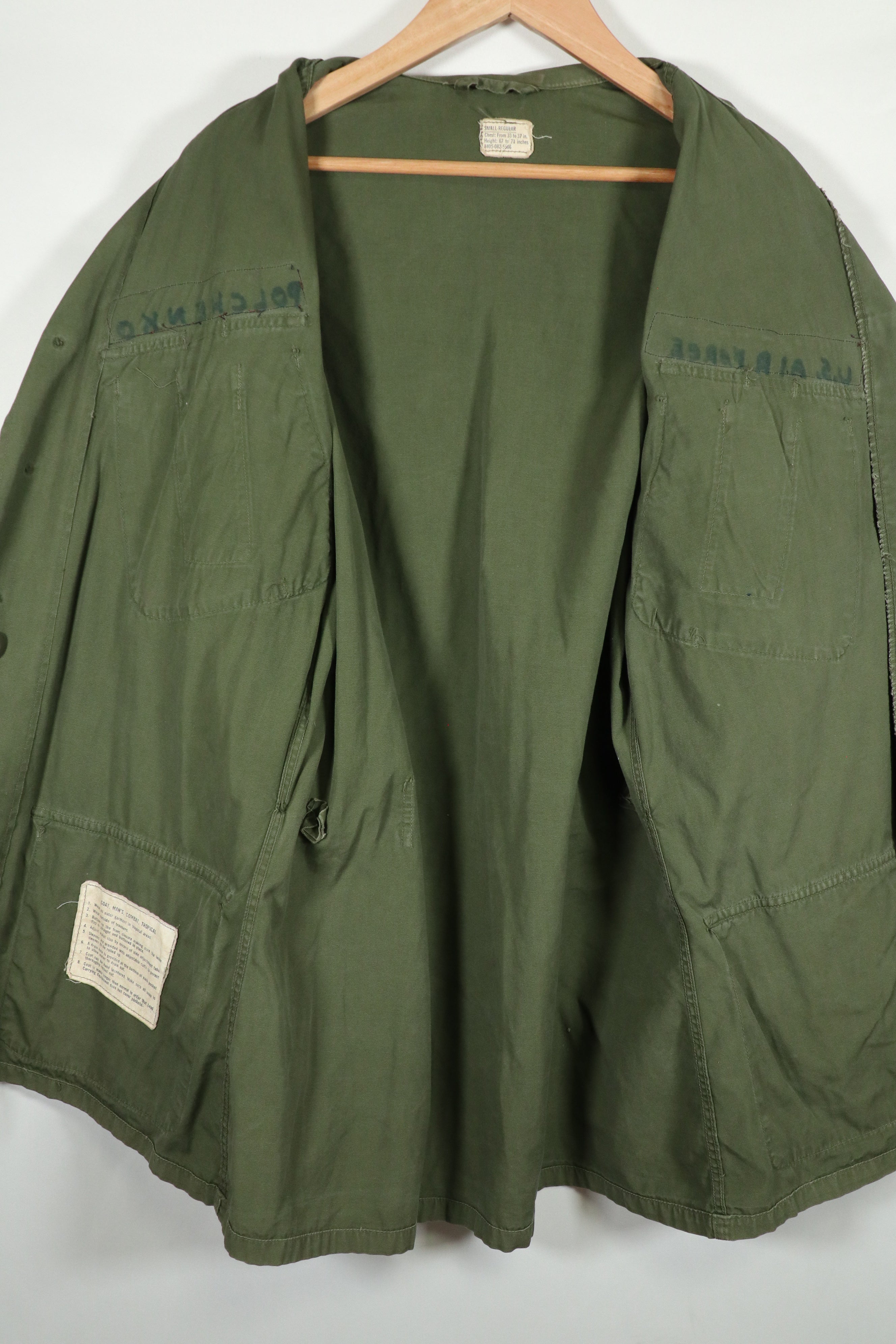 Real 2nd Model Jungle Fatigue Jacket SMALL-REGULAR with USAF patch, retrofitted.