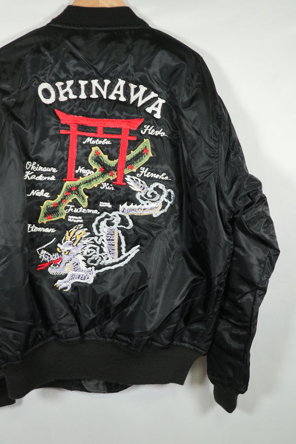 Recent Okinawa made souvenir Jacket directly embroidered MA-1 B