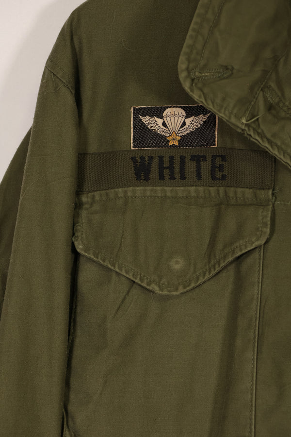 Real owned by former SF member, first model M65 field jacket, estimated 1965-1966, used.