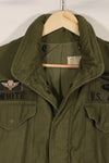 Real owned by former SF member, first model M65 field jacket, estimated 1965-1966, used.