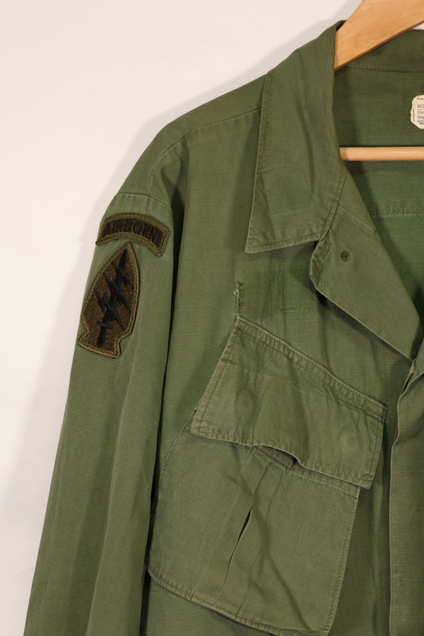 Real 1969 Ex-SF 4th Model Jungle Fatigue Jacket with patch, used.