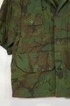 1960s-70s light fabric hunting shirt invisible leaf camouflage short sleeves custom used