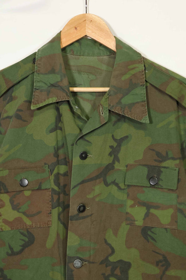 1960s-70s light fabric hunting shirt invisible leaf camouflage short sleeve custom used B