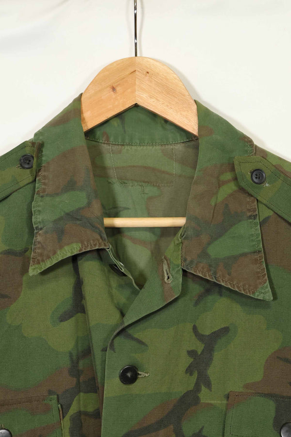 1960s-70s light fabric hunting shirt invisible leaf camouflage short sleeve custom used B