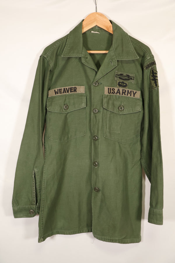 Real 1968 OG-107 Utility Shirt with Green Beret Okinawa made SSI, used.