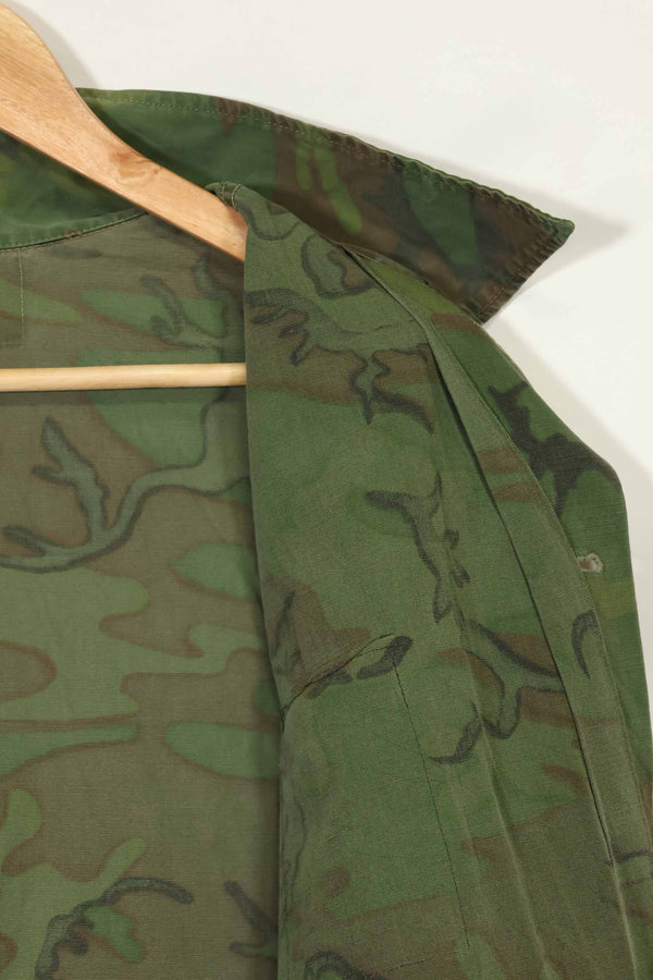 1960s-70s light fabric hunting shirt invisible leaf camouflage short sleeve custom used B