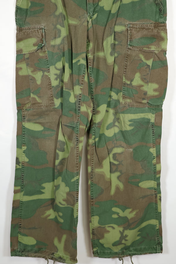 Real non ripstop fabric ERDL camouflage pants, used, faded, SMALL-REGULAR