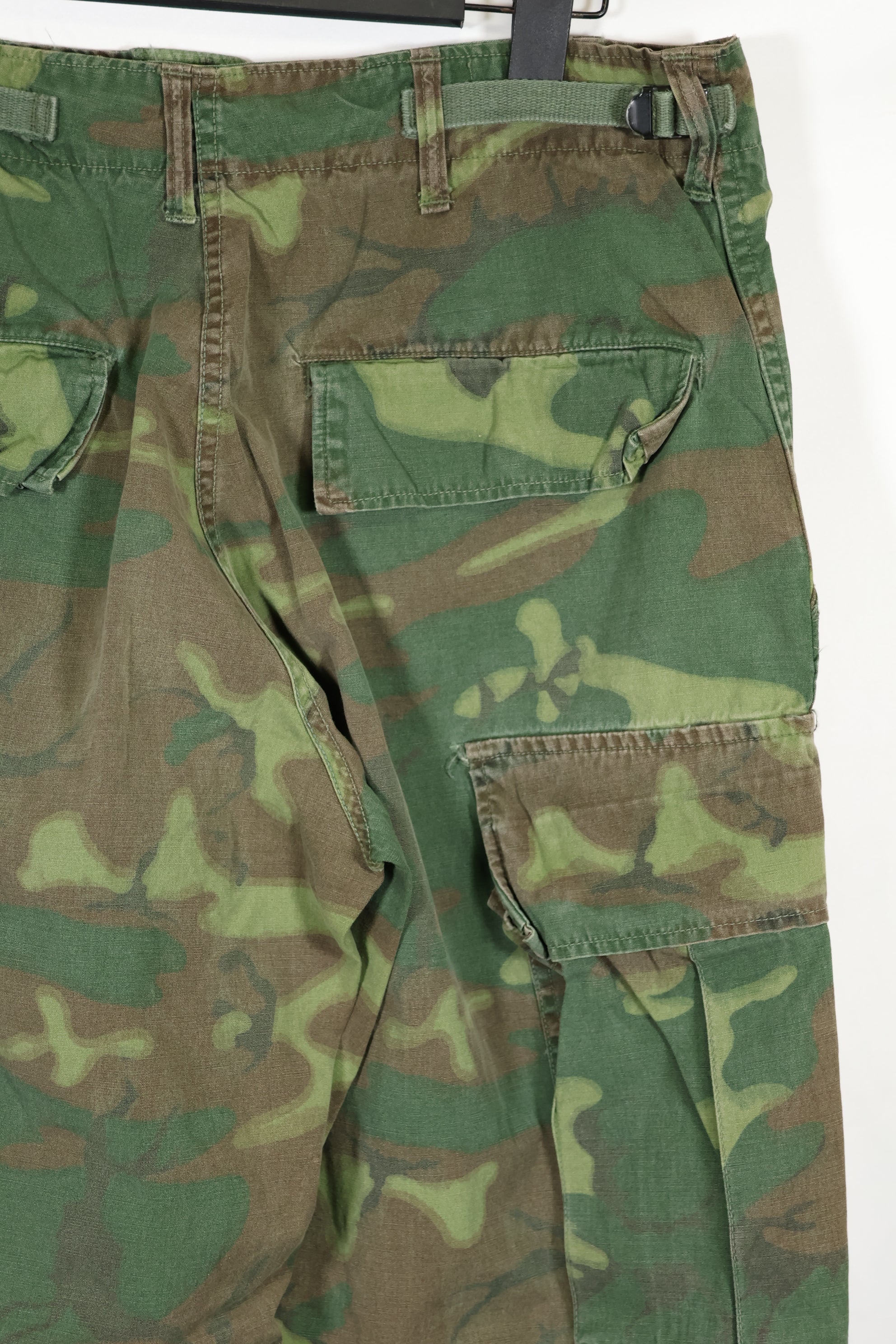 Real non ripstop fabric ERDL camouflage pants, used, faded, SMALL-REGULAR