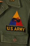 Real 1950s U.S. Army OG-107 utility shirt, metal buttons, used, patch retrofitted.