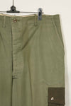 1940s-50s U.S. Army M45 cotton field pants with modified cargo pockets, airborne use, used, A