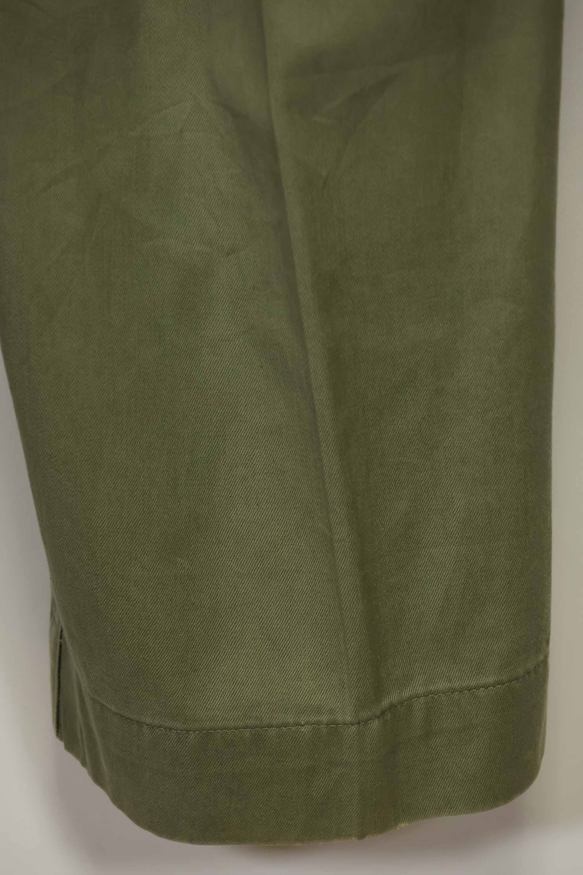 1940s-50s U.S. Army M45 cotton field pants with modified cargo pockets, airborne use, used, A