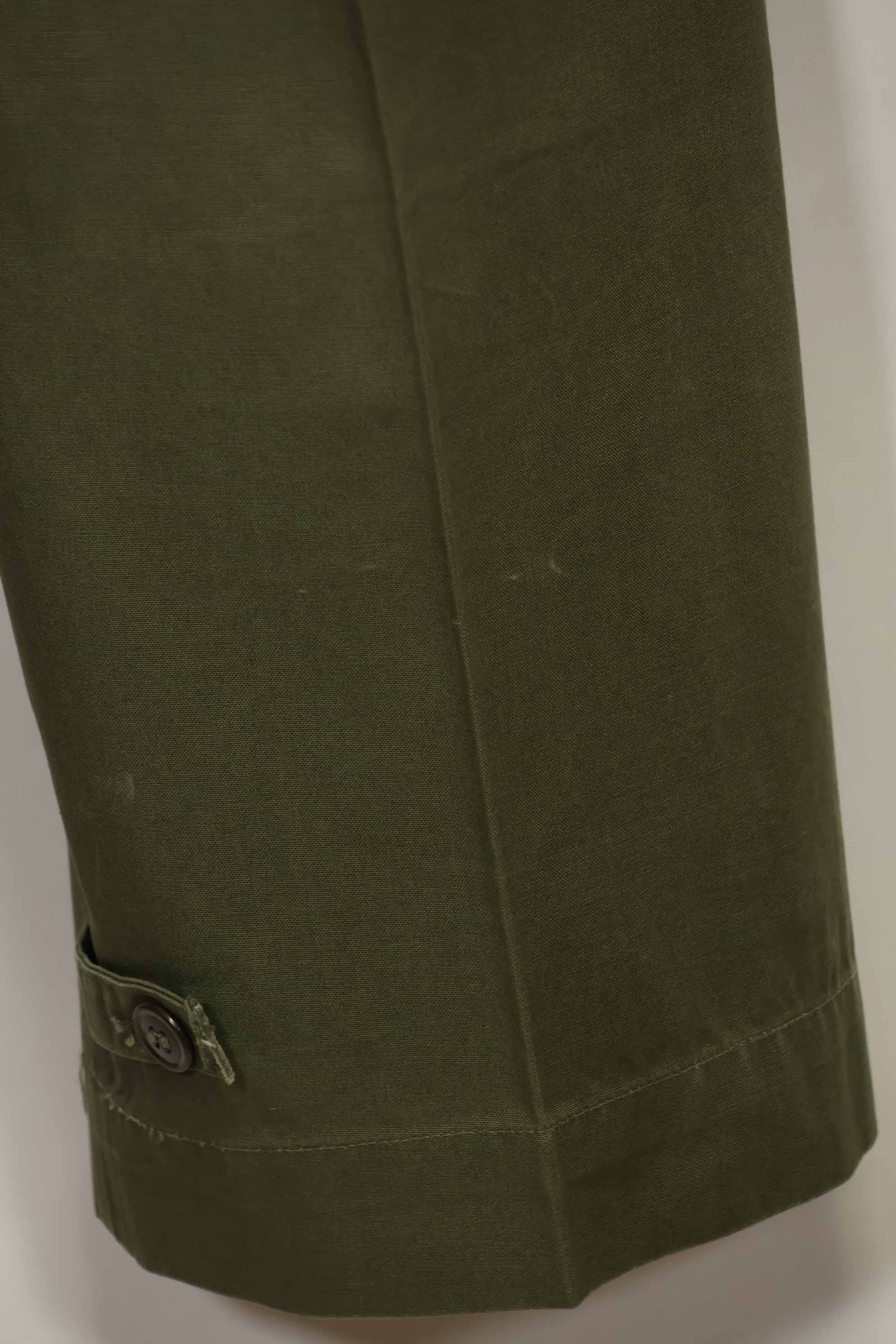 1940s-50s US Army M45 cotton field pants with modified cargo pockets, airborne use, used, B