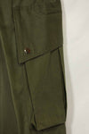 1940s-50s US Army M45 cotton field pants with modified cargo pockets, airborne use, used, B