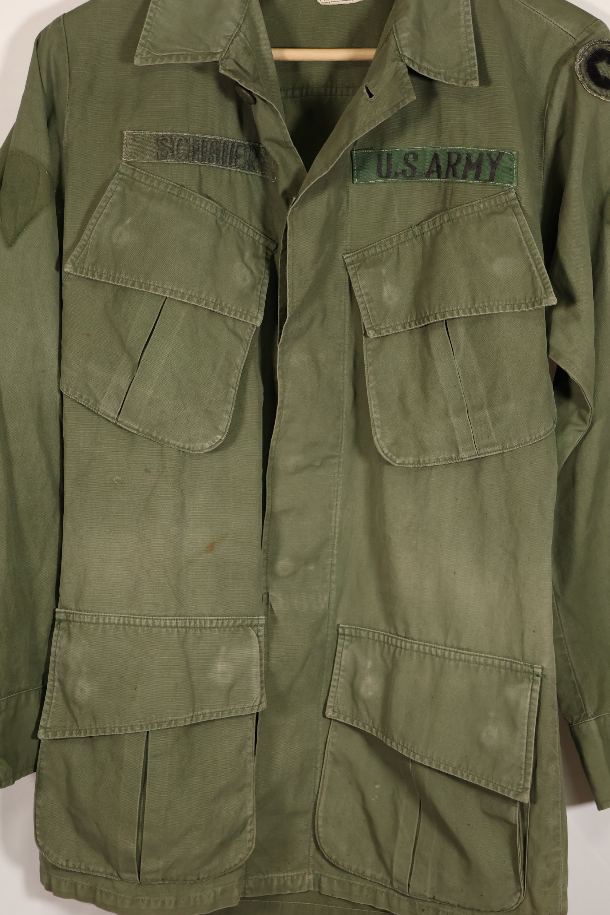 Real 1967 3rd Model Jungle Fatigue Jacket X-Small-Regular with first patch, used.