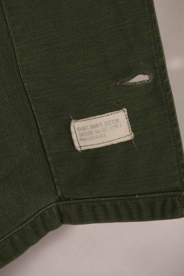 Real 1963 U.S. Army OG-107 utility shirt, no size tag, used, B