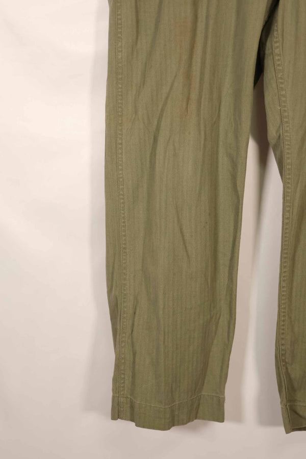 Real 1940s US Army HBT OD Utility Pants, used, large size.