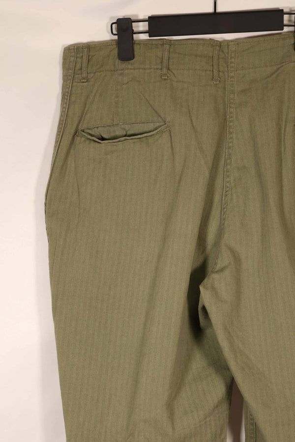 Real 1940s US Army HBT OD Utility Pants, used, large size.