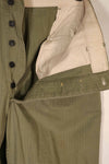 Real 1940s US Army HBT OD Utility Pants, used, large size.